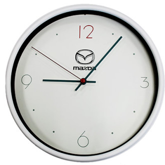 Годинник настінний, к-р білий з логотипом "Mazda"